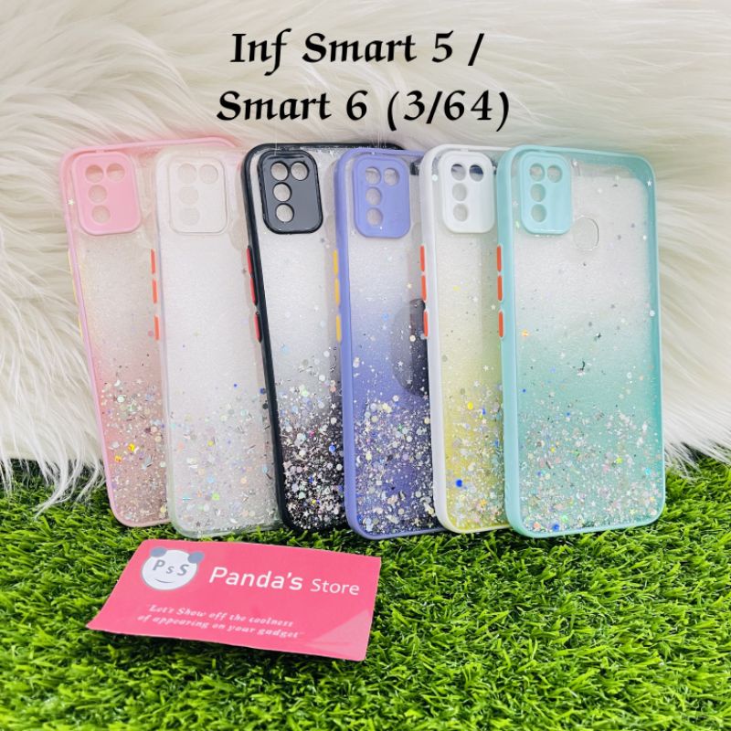 Glitter Case Infinix Smart 5, Smart 6 NFC 2/32GB , 3/64GB Funny Color Dengan Pelindung Kamera (PsS)