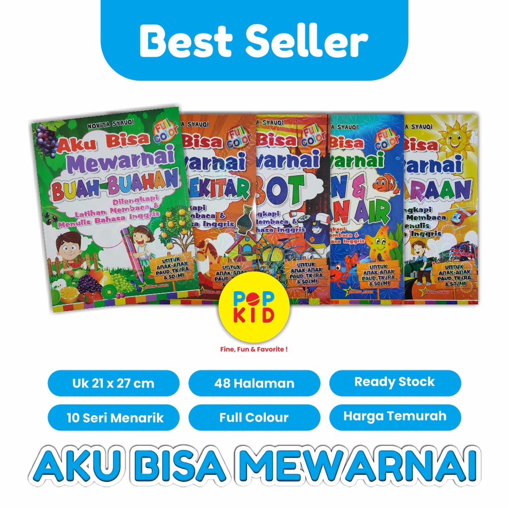 BUKU MEWARNAI ANAK - AKU BISA MEWARNAI BANYAK PILIHAN SERI BEST SELLER