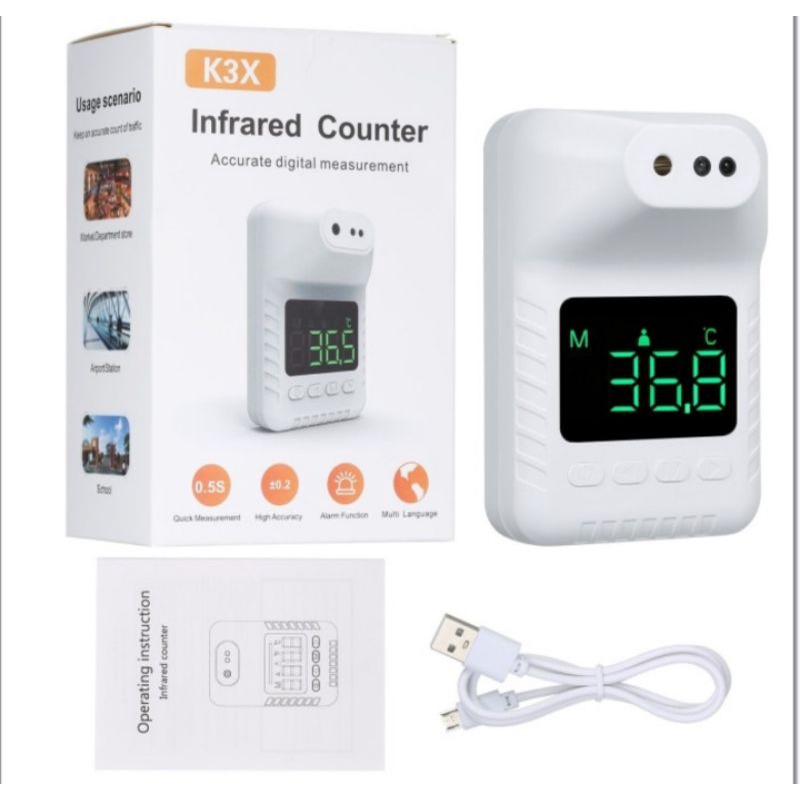 K3 X Thermometer Infrared Forehead / Wall Thermometer Termometer Dinding + Stand Tripod + Chager Adaptor