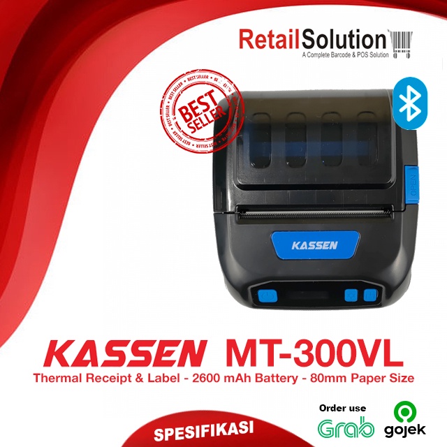 Printer Bluetooth Thermal Label 80mm - Kassen MT300VL / MT-300VL / MT300