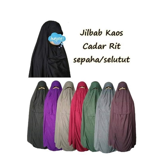 Jilbab Kaos Cadar Rits dan Cadar Tali