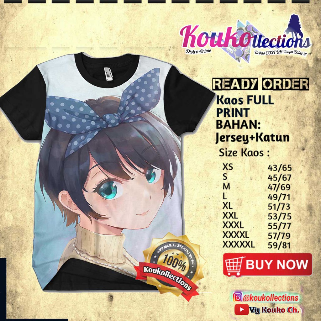 PROMO Kaos 3D Anime Sarashina Ruka Chan chizuru mami Kanojo Okarishimasu pakaian pria dan wanita