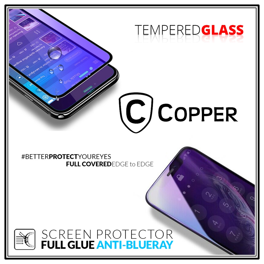 Poco C40 - COPPER Tempered Glass ANTI-BLUERAY (Full Glue)