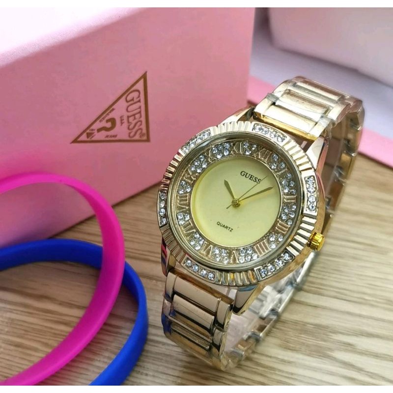 Jam Tangan Wanita Jam Tangan Terlaris Rantai Free Box &amp; Baterai