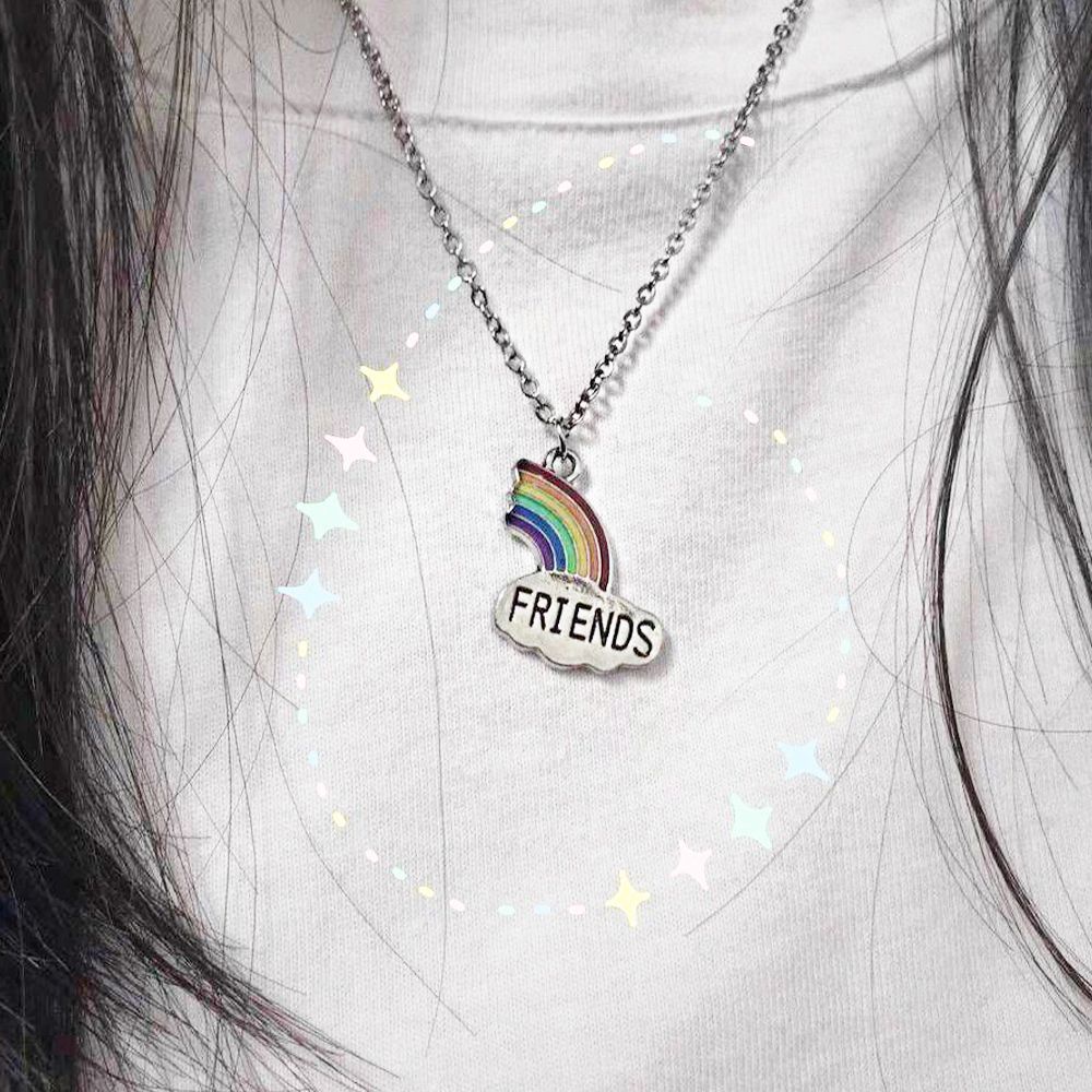 Needway  Vintage Best Friend Necklace Cute Couple Jewelry Friendship Choker Letter Creative Pendant Charm Fashion Jewelry Sweet Rainbow