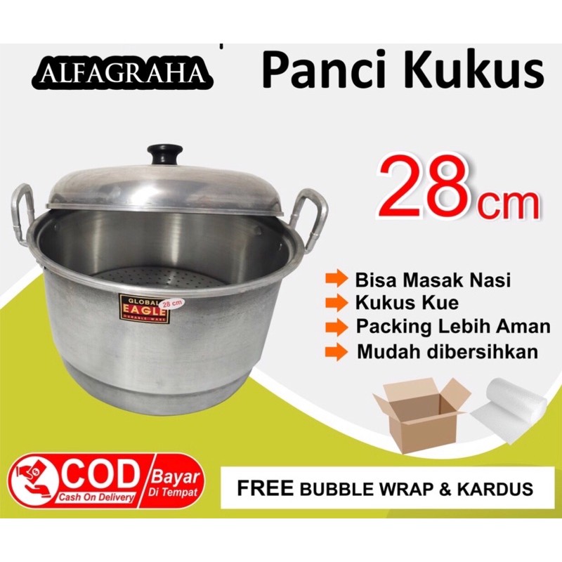 PANCI ALUMUNIUM LANGSENG DANDANG KUKUS STEAMER 28 CM GLOBAL EAGLE