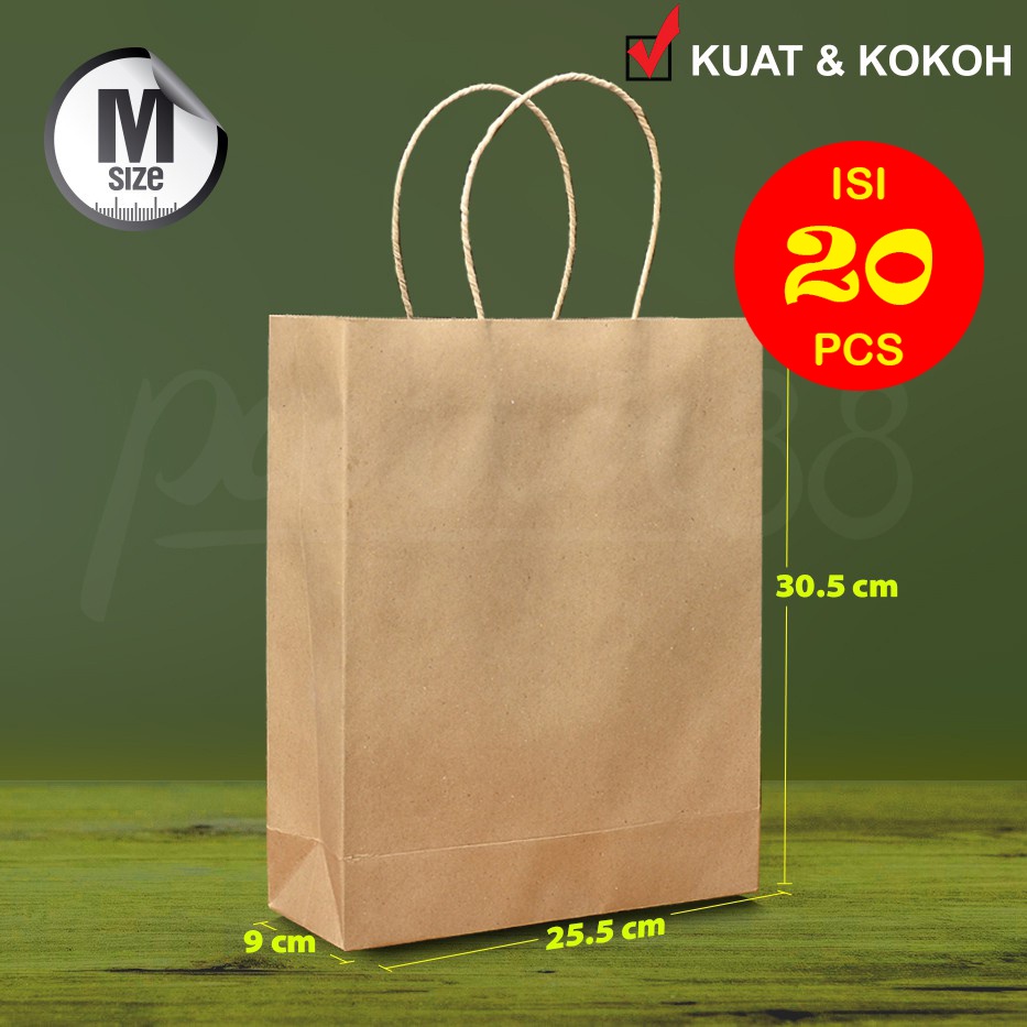 

Paper Bag - Tas Kertas - KRAFT COKLAT - M -(20 Pcs)
