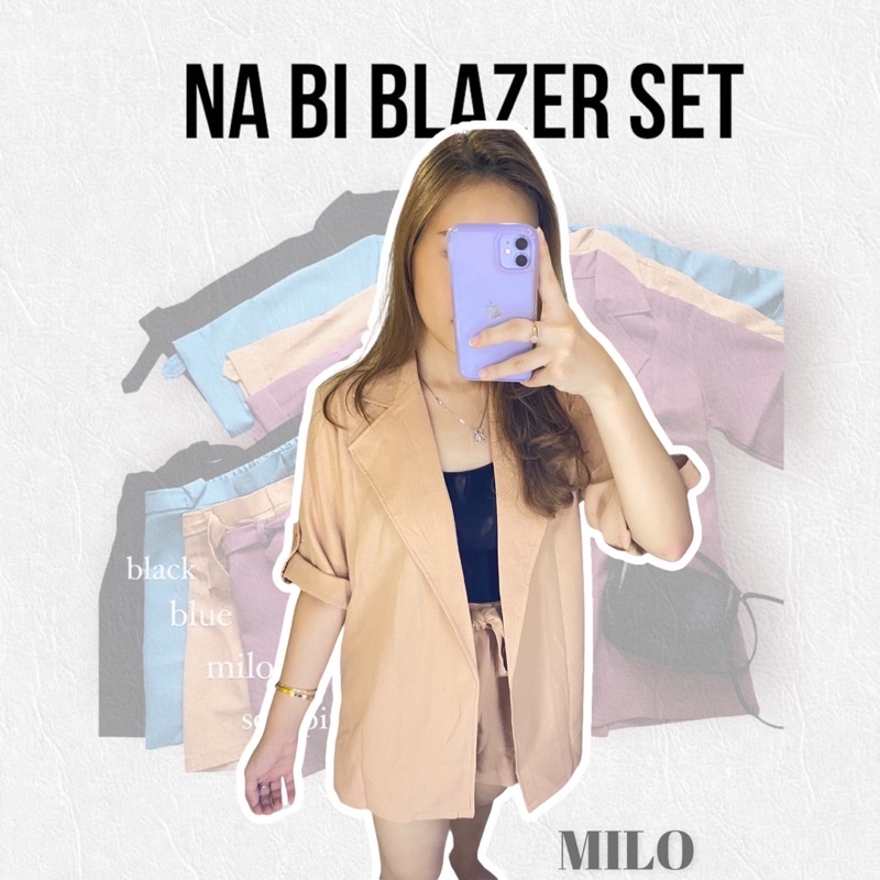 na bi blazer set setelan wanita / blazer x hotpants / blazer wanita / atasan dan bawahan wanita