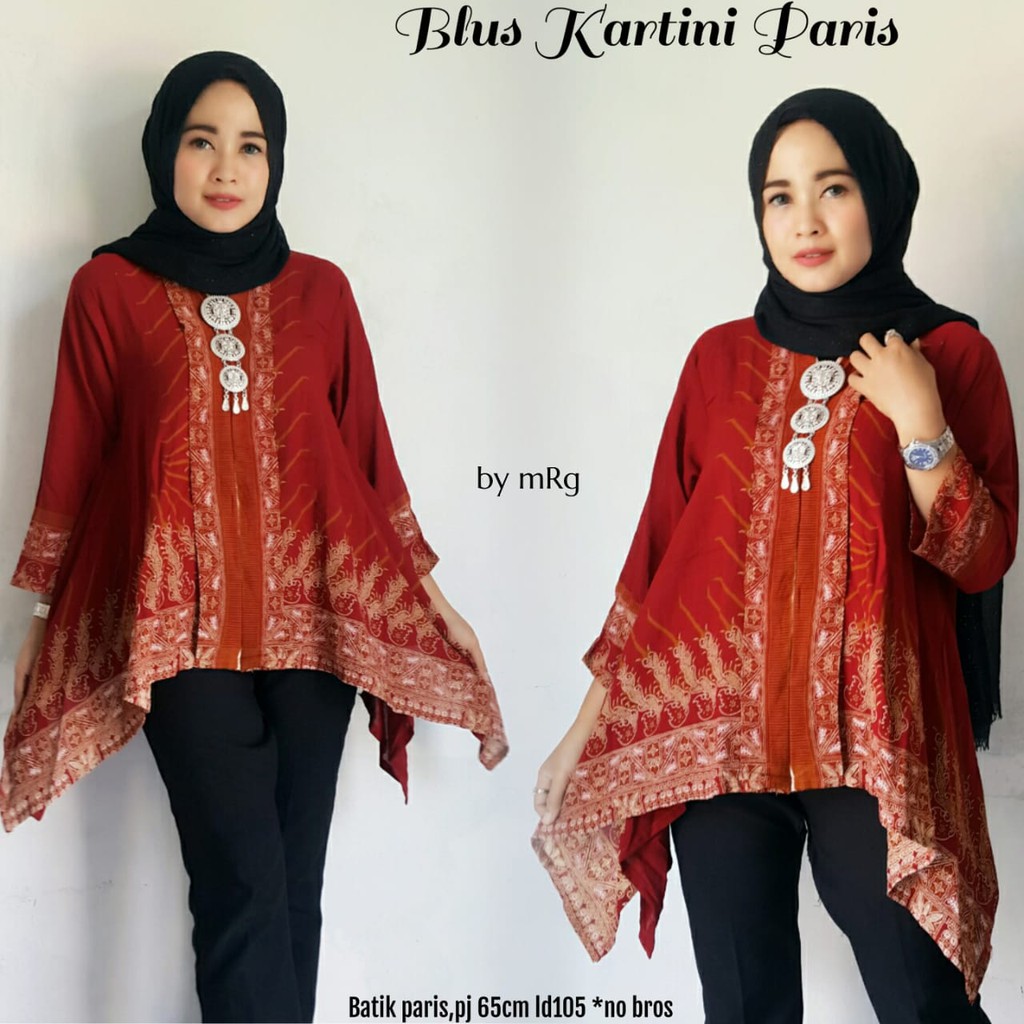 Batik Modern Muslim - Atasan Batik Wanita Pesta - Jual Grosir Blus Batik Wanita Modern 2018