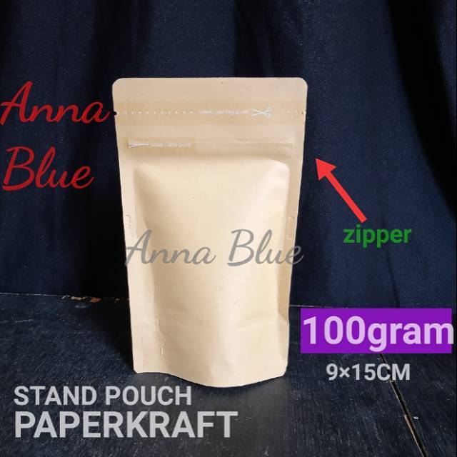 KEMASAN STANDING POUCH 100GRAM/COFFEE BAG/KANTONG STAND POUCH KRAFT PLASTIK KLIP