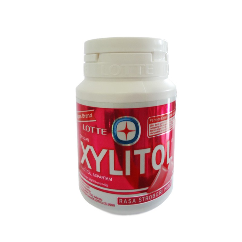 Xylitol Strawberry Mint Botol 58g / PERMEN KARET /PELEGA PERNAFASAN / BAU MULUT