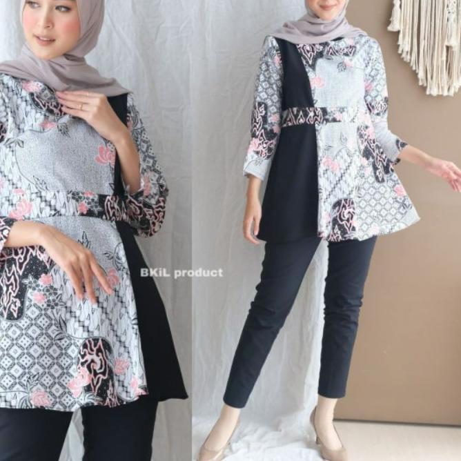 ✾ Batik Wanita Kekinian Blouse Batik Brokat Batik Kombinasi ۞