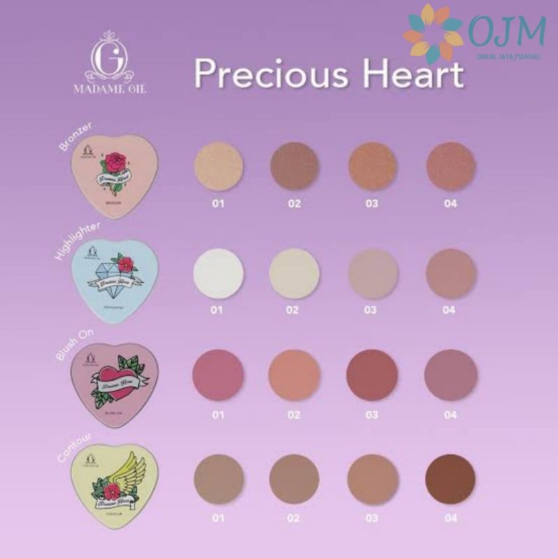 Madame Gie Precious Heart Blush on  Bronzer  Contour  Highlighter BPOM by Gisella