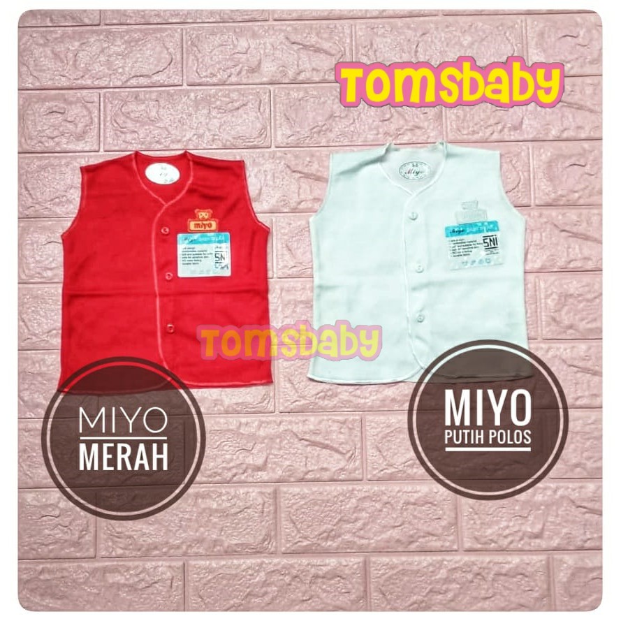 MIYO 1pcs Baju Tangan Kutung MERAH / PUTIH POLOS(0-3bln / 3-6bln)