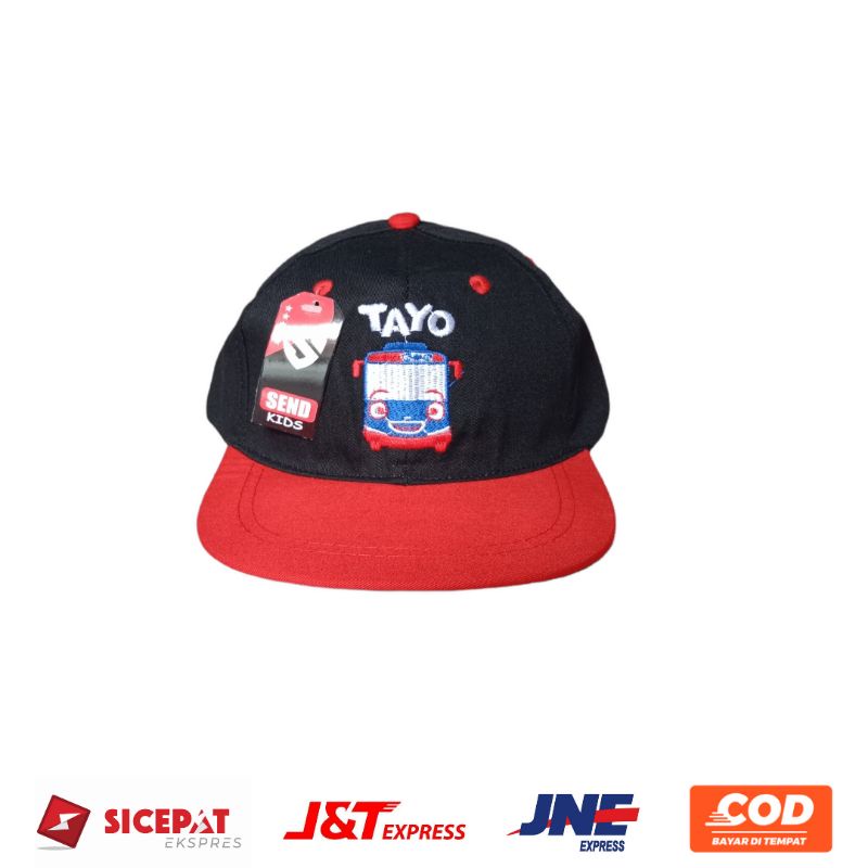 TOPI ANAK TERBARU MODEL HIPHOP KARAKTER TAYO BORDIR PERMANEN, UNTUK ANAK COWOK USIA 3/9 TAHUN