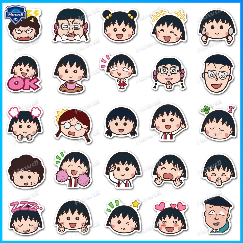 Stiker Lucu Chibi Maruko-chan Tahan Air Untuk Helm Motor / Mobil