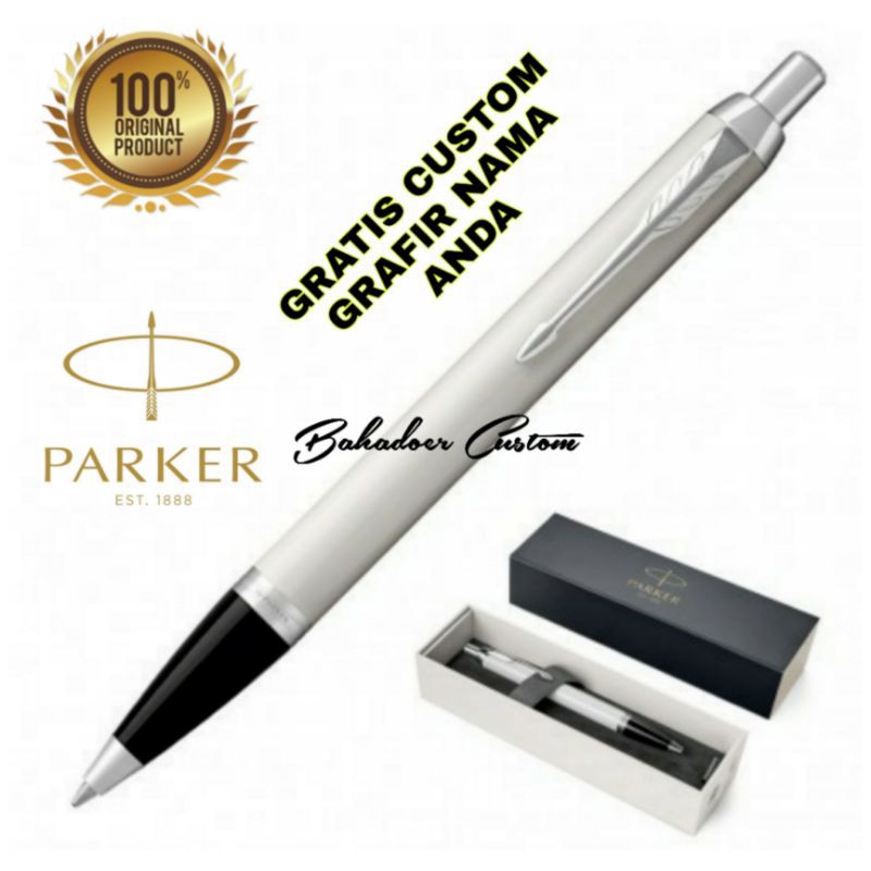 

PULPEN SIGNATURE PARKER ORIGINAL NEW IM WHITE BLACK KLIP SILVER AUTHENTIC PRODUCT GRATIS GRAFIR NAMA