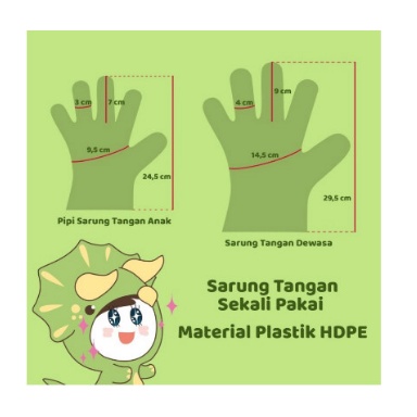 Bagus PiPi Sarung Tangan Plastik Anak Tebal 10 Mikron 100 pcs