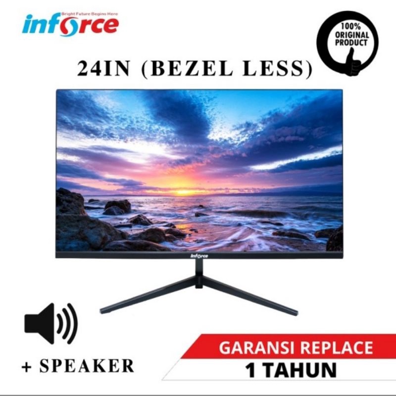 Jual Monitor LED 24 Inch Bezelless Inforce Garansi Tukar 1 Tahun Include Speaker Shopee Indonesia