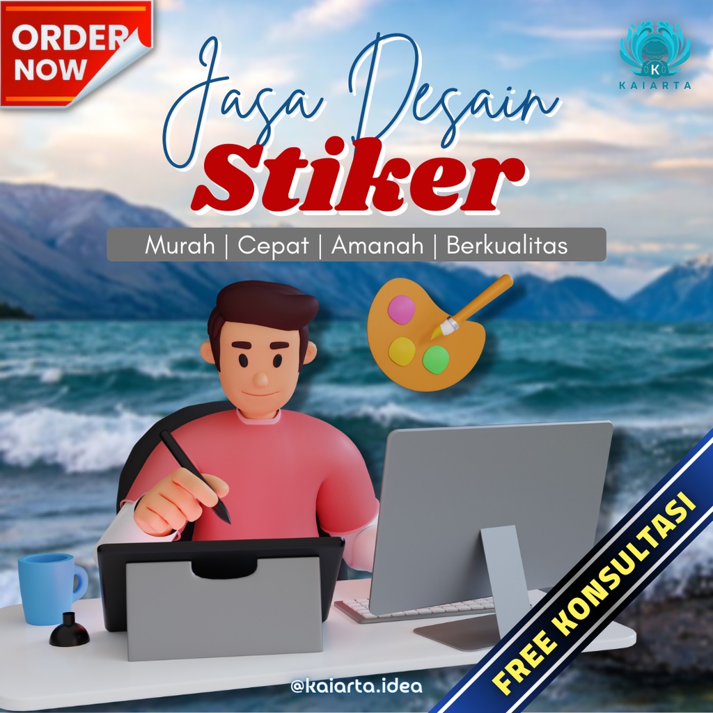 Jasa Desain Stiker Custom Request | Design Sticker Logo Produk, Usaha, Souvenir, Makanan, Minuman, A
