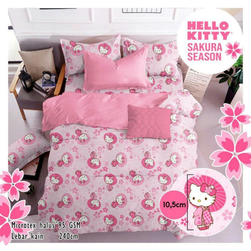 Sprei & Badcover katun lokal STAR motif HELLO KITTY SAKURA SEASON