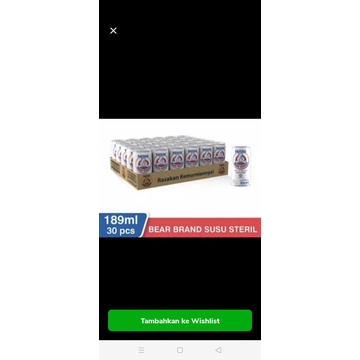 

Bear Brand kaleng 189ml/1 dus (khusus ojol)