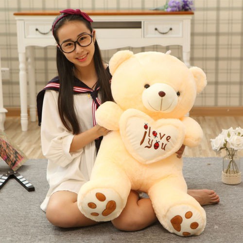 Mainan Boneka Stuffed Plush Teddy Bear Besar I Love You Memegang Hati Untuk Hadiah