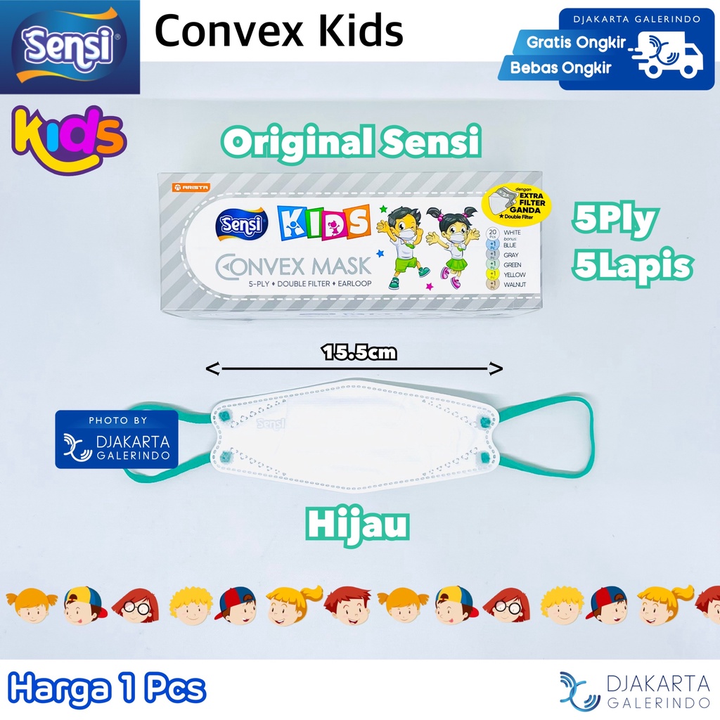 Masker Sensi Convex Kids / Sensi Convex Junior / Sensi Convex Anak 5Ply Original