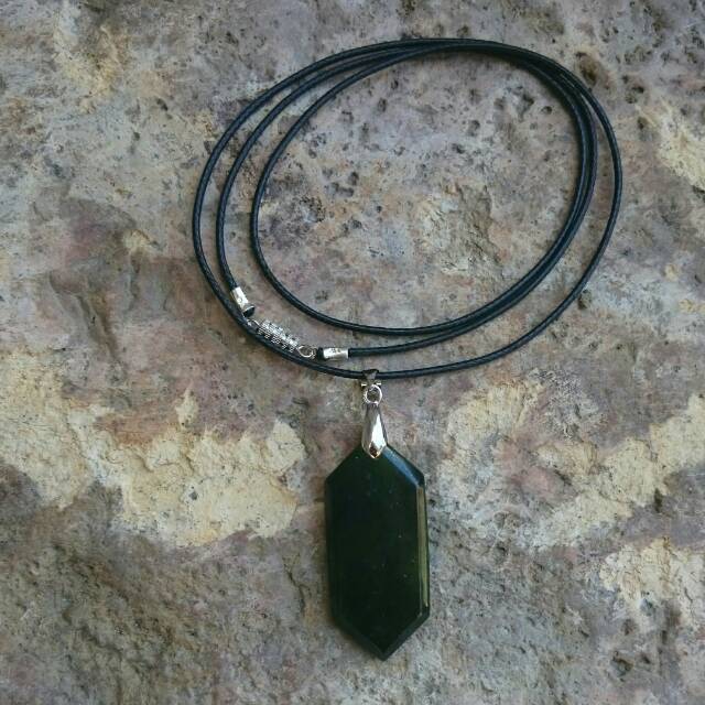 Kalung Liontin Natural Giok Black Jade Aceh Terapi Heksagonal AAA+ QUALITY