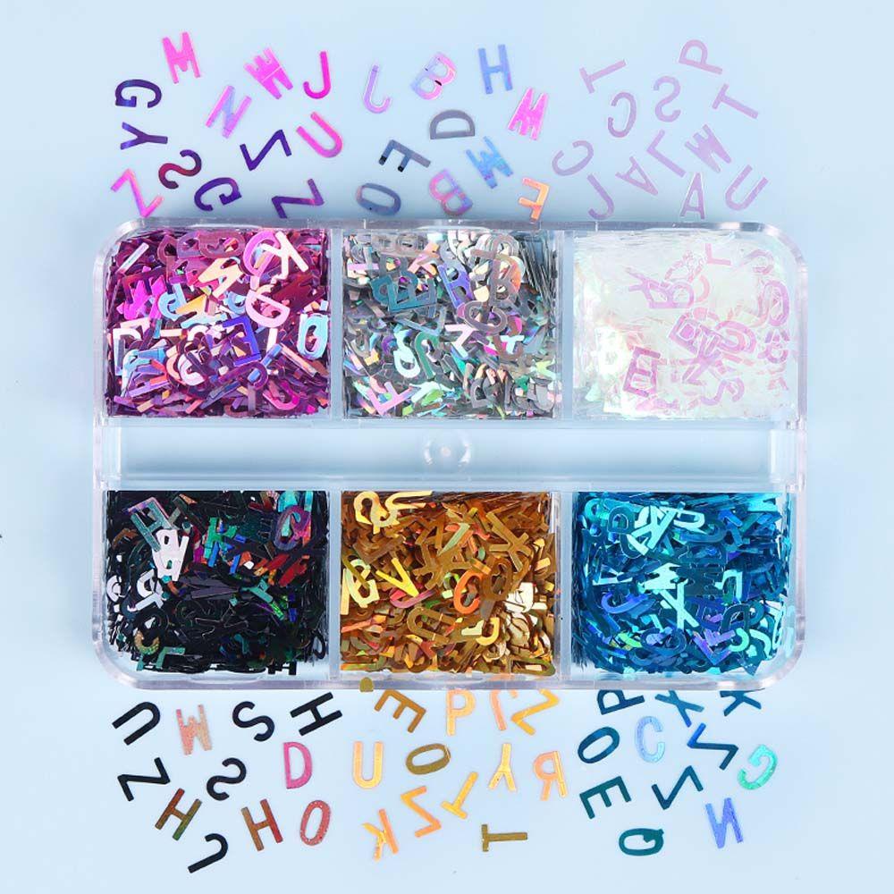 MXBEAUTY 3d Stiker Kuku Shiny 6kisi Dekorasi Nail Art Manicure Aksesoris Hologram Nail Art Nail Art Ornamen Nail Paillettes Set