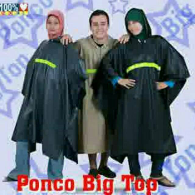 Jas hujan ponco BIG TOP Gajah SILVER / BLACK