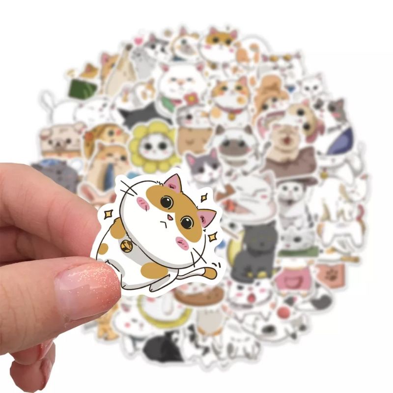 

10 Pcs Stiker Kucing Lucu Random