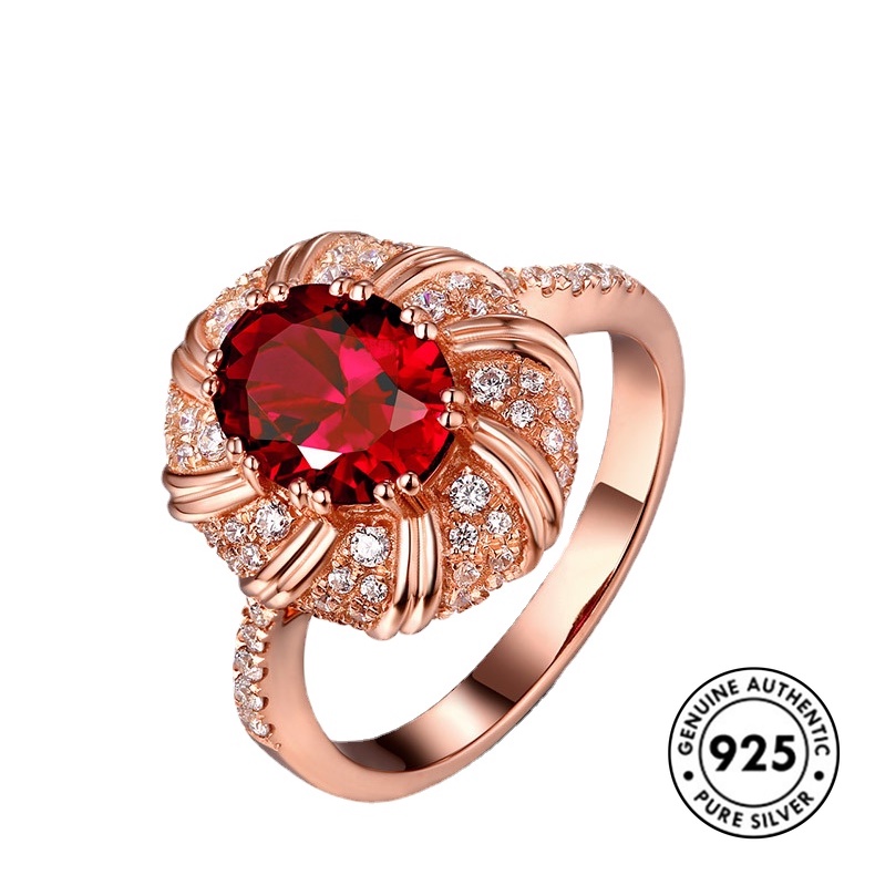 Cincin Ruby 18k Rose Gold S925 Silver