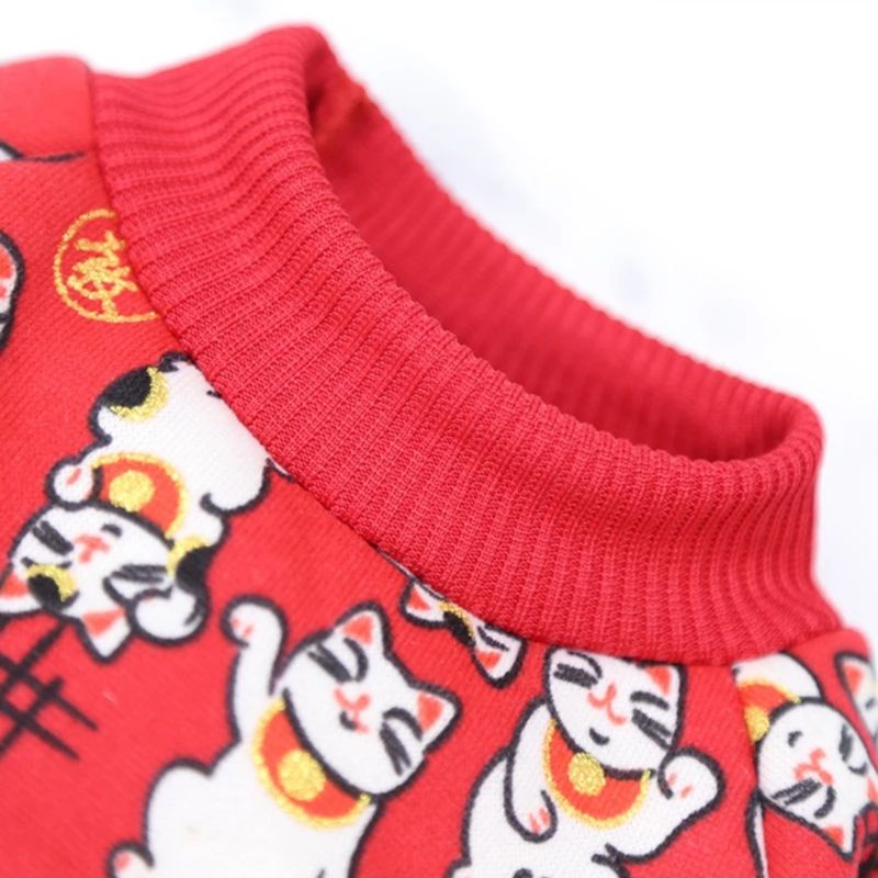 sweater natal imlek Baju Anjing kucing MOTIF Hangat Tebal cat Dog Clothes