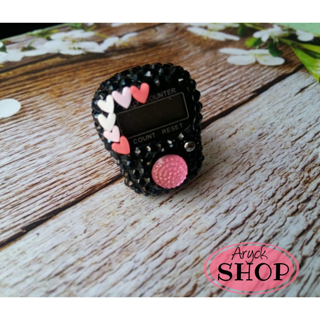 HITAM LOVE Tasbih digital swarovski alat dzikir Alat hitung Bling blink tasdig mutiara