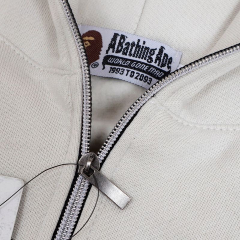 SWEATER HOODIE ZIPPER BAPE LOGO HEAD CREAM AUTHENTIC (BESTSELLER)