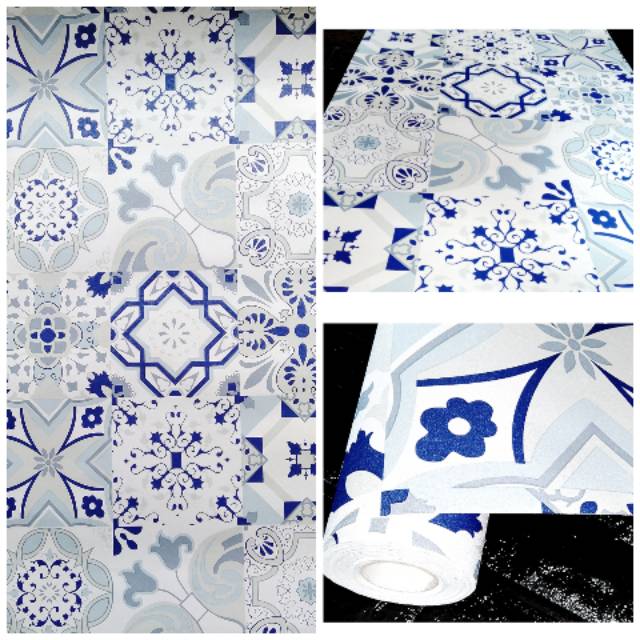 Grosir murah Wallpaper sticker dinding motif Tile tegel keramik mosaik klasik