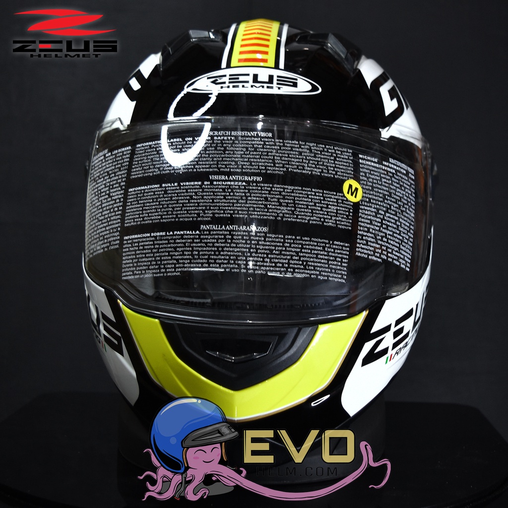 HELM ZEUS FULL FACE BLACK AL2 YELLOW - FREE SMOKE VISOR ZEUS ORIGINAL ( ONGKIR 2KG )