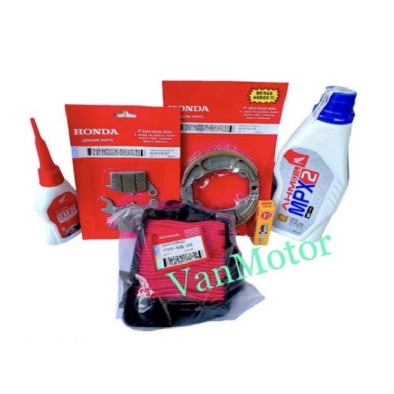 PAKET SERVICE VARIO 110 KARBU SET KAMPAS DEPAN BELAKANG OLI MPX GARDEN FILTER UDARA HONDA