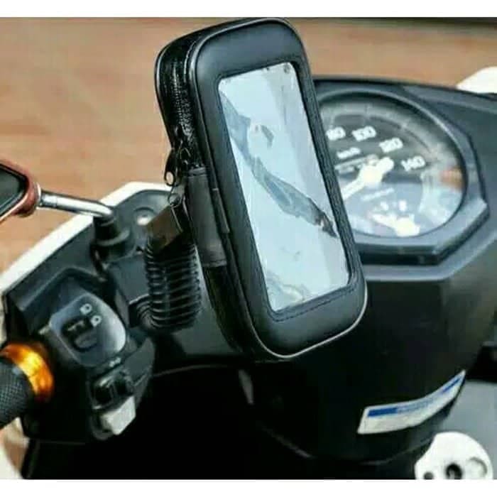 holder motor &amp; sepeda /breaket/tempat dudukan handphone buat di spion motor waterfroop /anti air