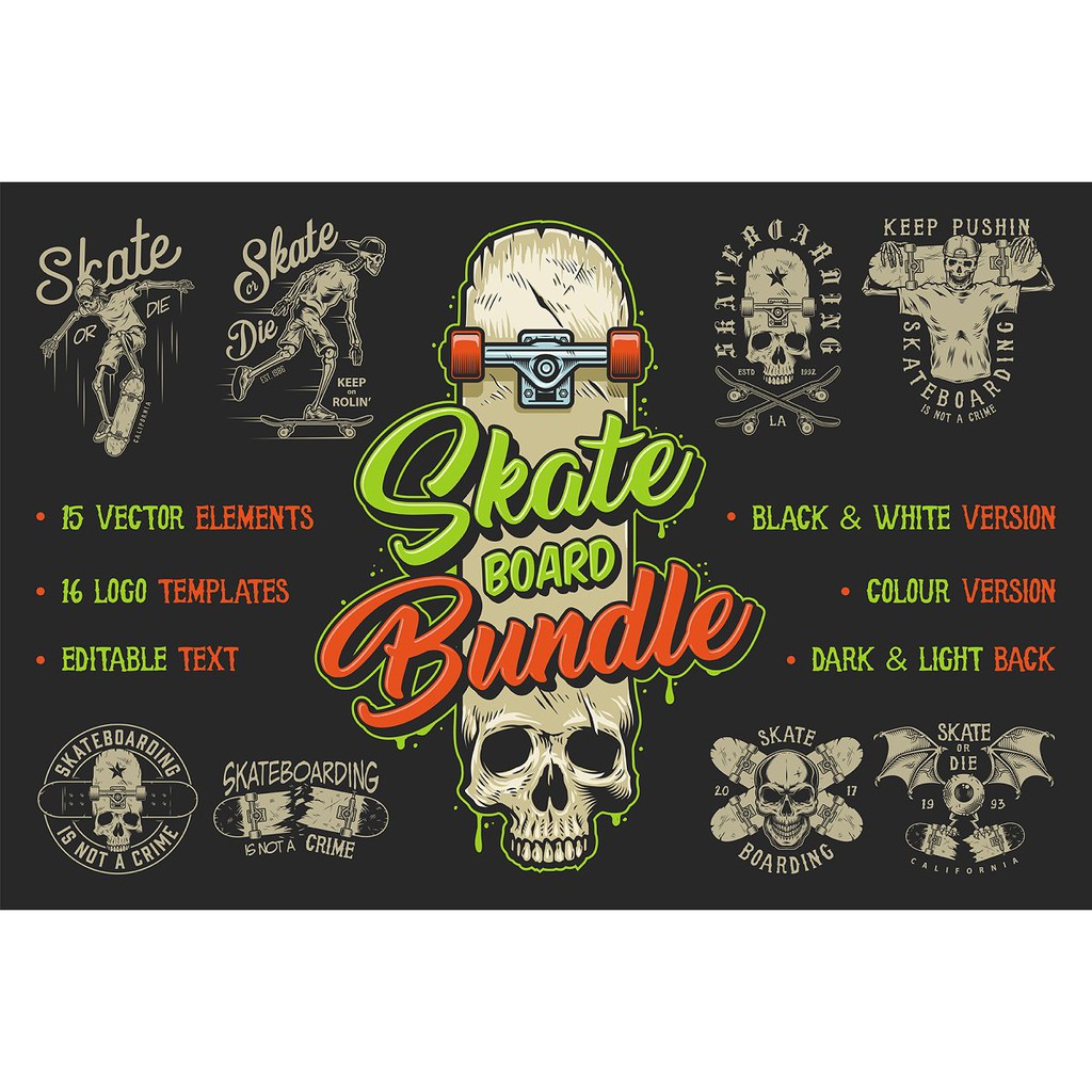 Skateboard Elements Bundle - Vector Designs