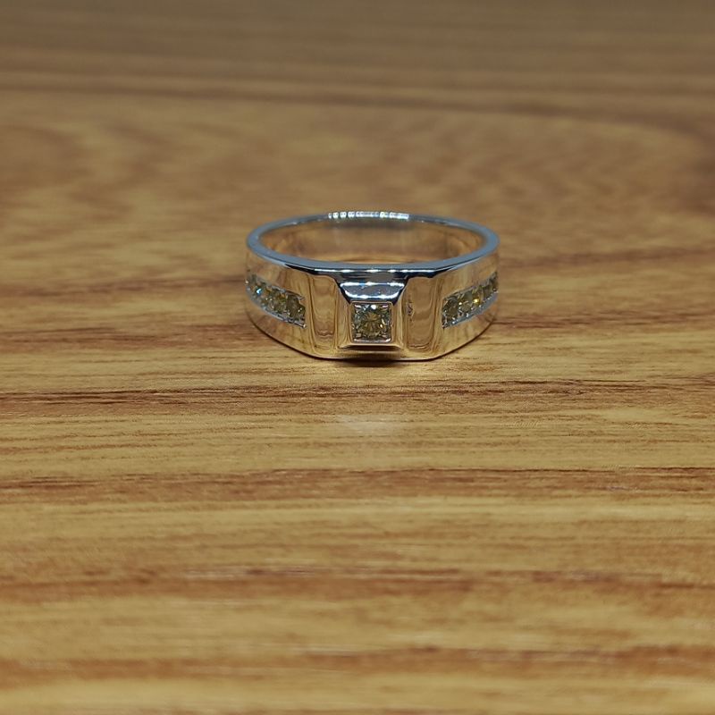 cincin perak pria simple full berlian