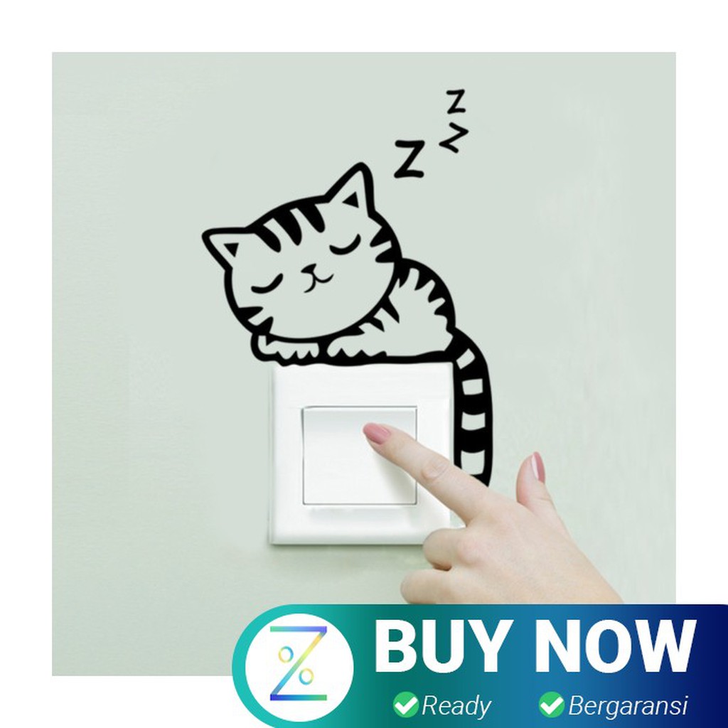 Sticker Wallpaper Dinding Sleeping Cat - Black