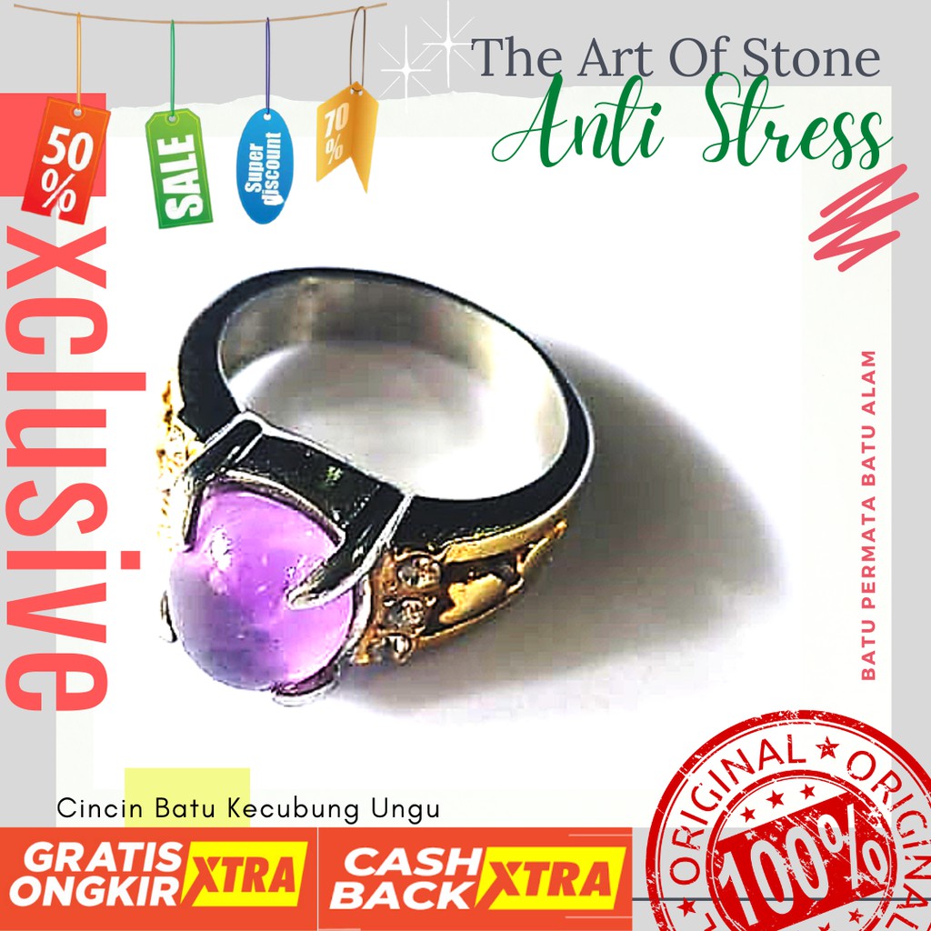 IKATAN CINTA FORLADIES CINCIN BATU KECUBUNG UNGU MUDA