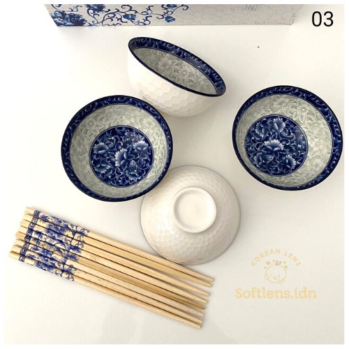 Set Mangkok Jepang / Mangkok Sup / Mangkok Nasi/ Mangkok Keramik 4 SET - [ 03 ] 4 SET