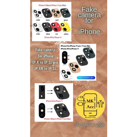 pelindung kamera fake camera lens lensa kamera tambahan palsu iphone x/xs max to iphone 11 pro iphon