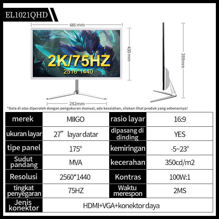 27-inci 144Hz monitor komputer LCD, desktop kantor, gaming, 1080P, layar tanpa batas dengan resolusi