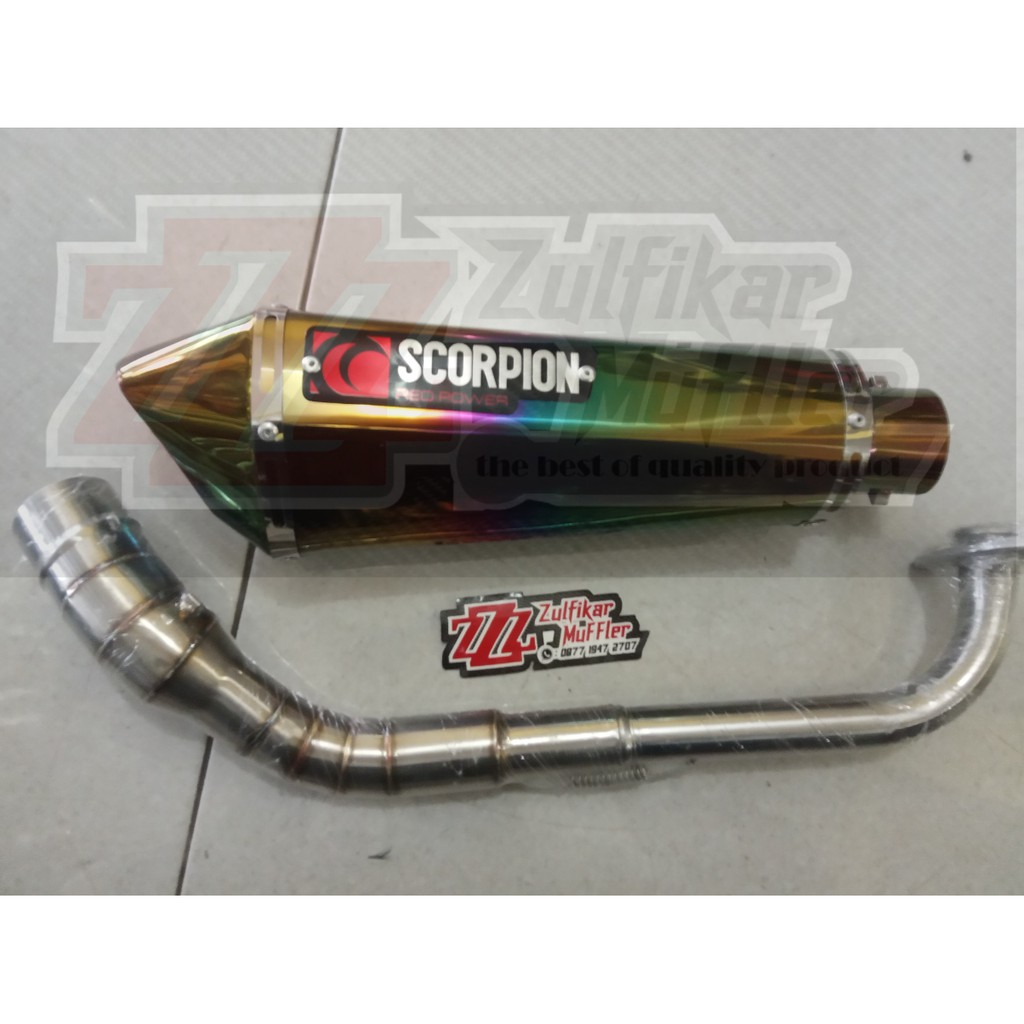 knalpot racing scorpion pelangi untuk aerox, nmax, lexi, mio,  adv, pcx, vario, beat, scoopy