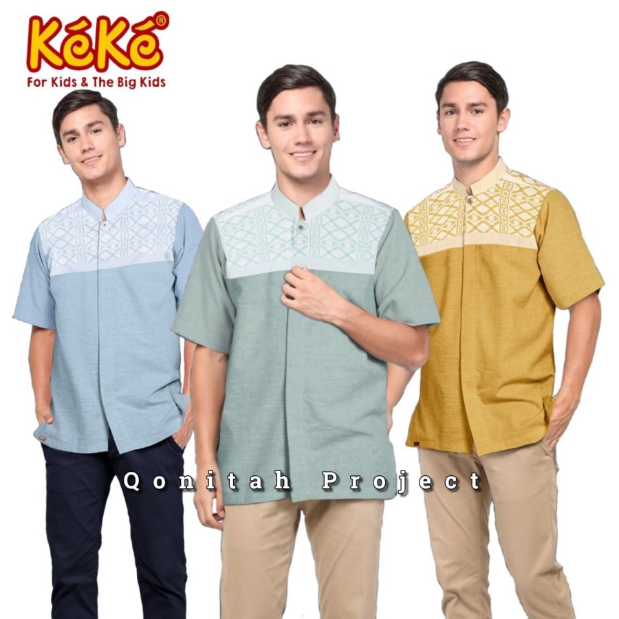 Cod Koko Dewasa Keke Kode KD SR 20 07 Original Murah Lengan Pendek Koko Muslim Dewasa Sarimbit Keke 