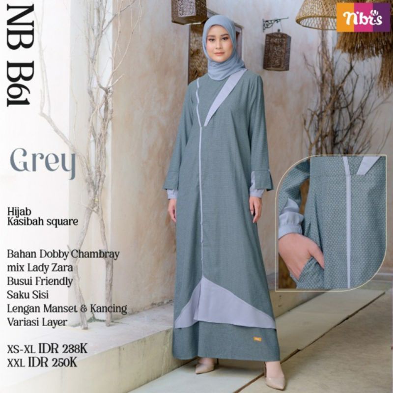 Gamis Polos Busui - Gamis Nibras Original Premium - Gamis Jumbo - Gamis Muslim - Gamis Nibras B61